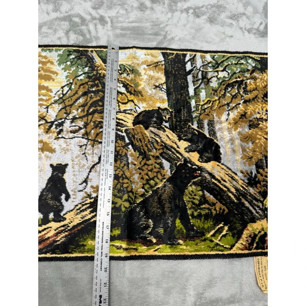 Vintage Bear And Cubs Tapestry Rug Wall Decor Art Made In Italy 39x19 1960s 60s